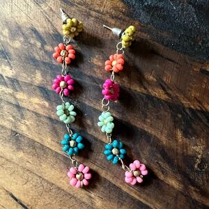 Multicolor Floral Chain Earrings